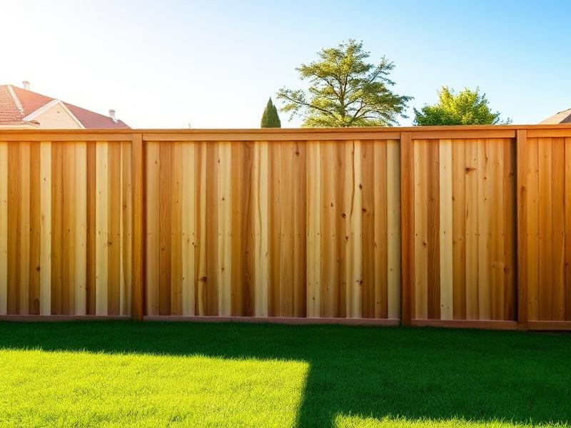 Newly installed wooden privacy fence at sunset
